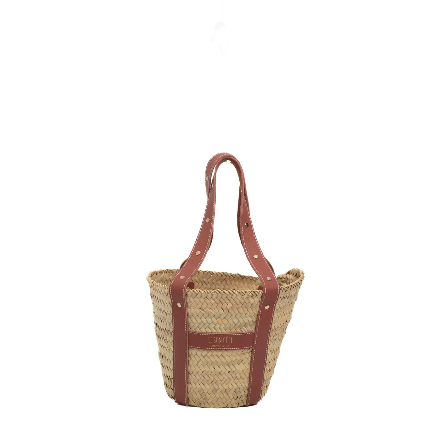 Cesta asa doble tachas en rosa marsala